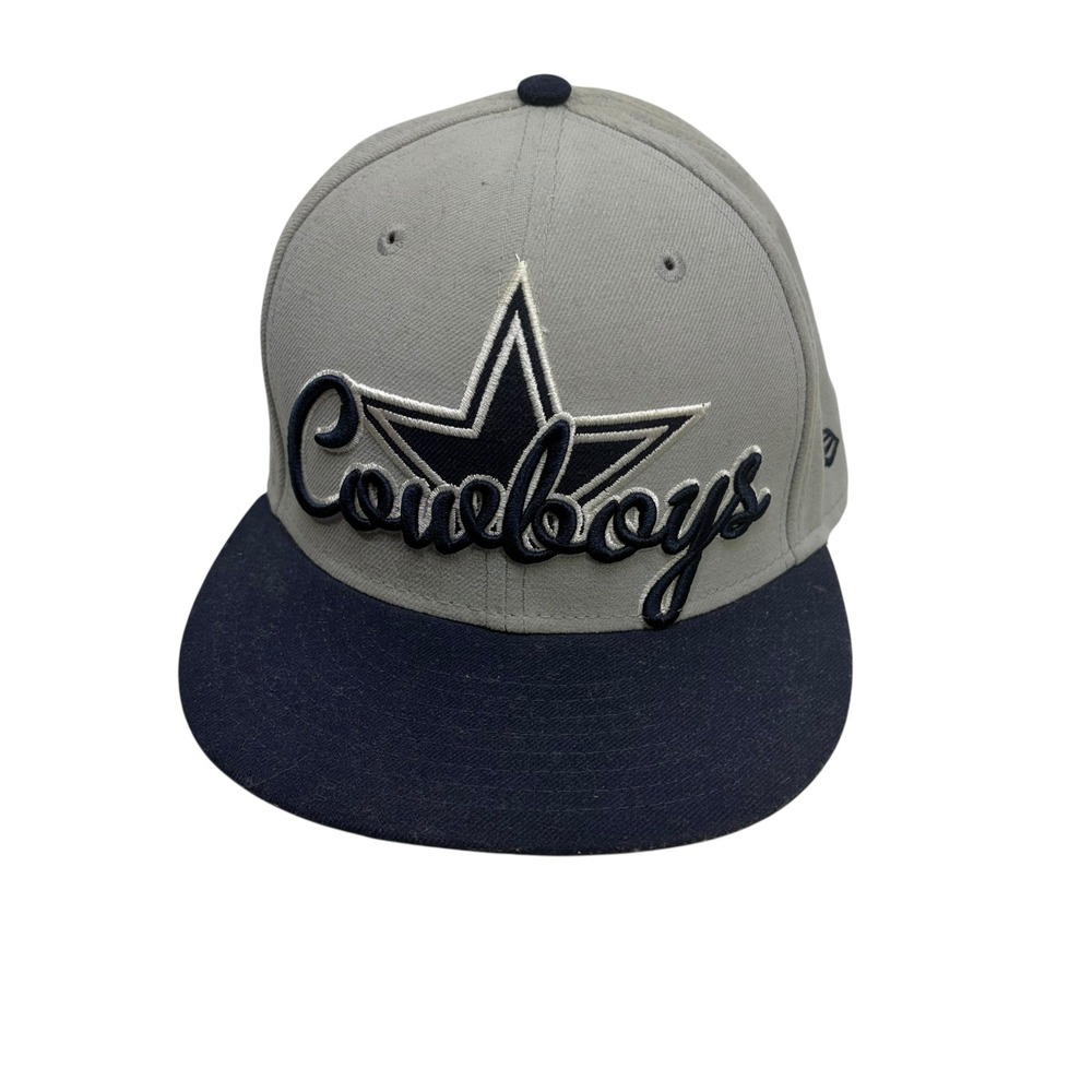 New Era Dallas Cowboys 59FIFTY Fitted Hat Gray Navy Blue NFL Size 7 5/8